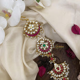 Vriksham Elegant Jadau Kundan Jada Billai-Rice Pearl-Red-J2635